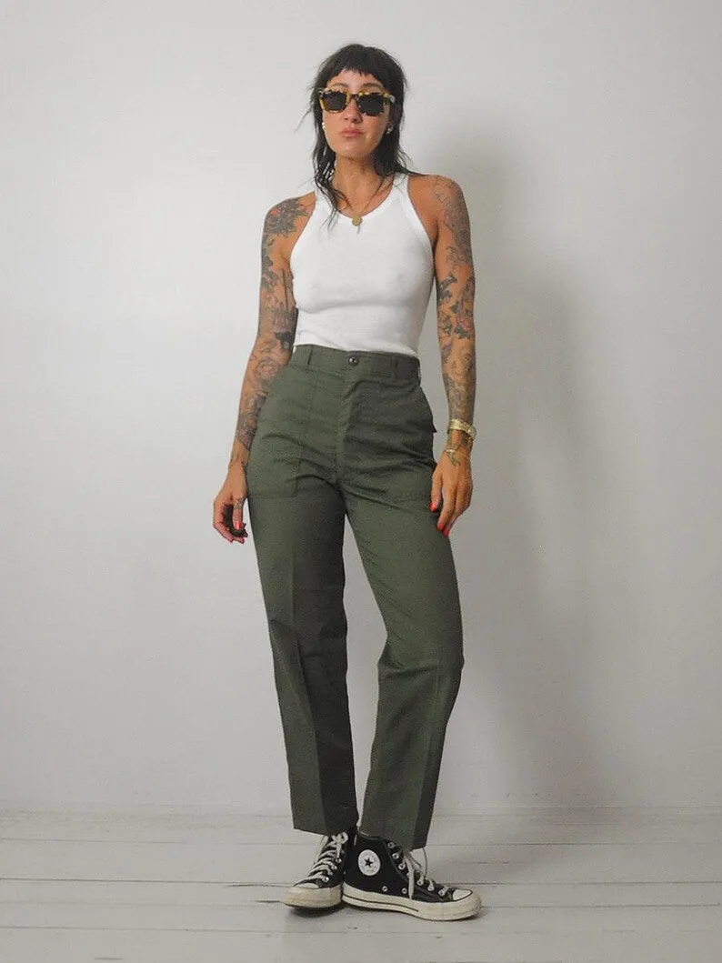 1980's OD Military Utility Trousers 28" waist