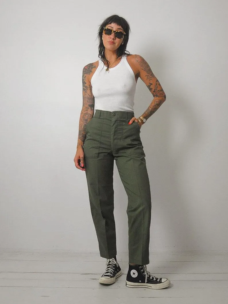 1980's OD Military Utility Trousers 28" waist