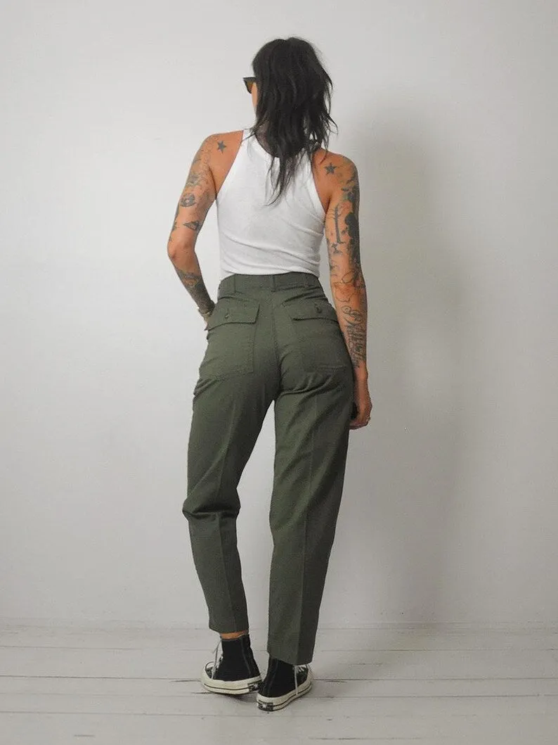 1980's OD Military Utility Trousers 28" waist