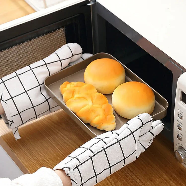 2 PCs Digital Printed Microwave Baking Glove & Mat-White Check