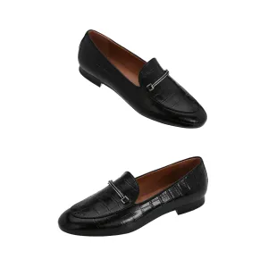 AiciBerllucci  Black Leather & Sheepskin lining- Prime-Women's Leather Loafer- Sleek Loafers Slip on Shoes-Casual Flat Shoes