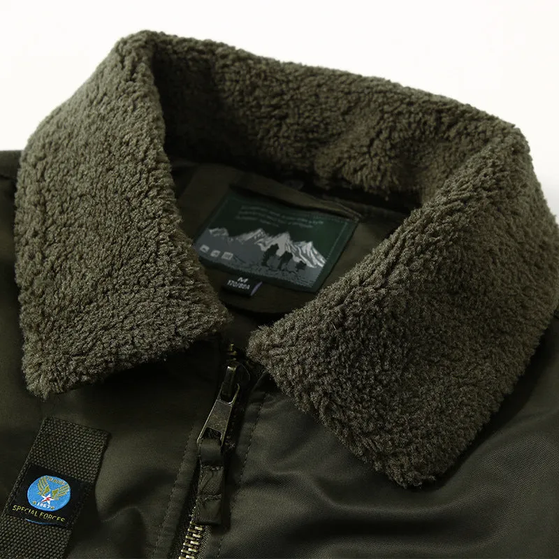 Air Force Aviator Casual Fur Collar Lapel Removable Men's Cotton Jacket