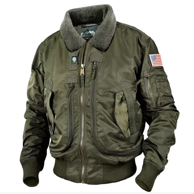 Air Force Aviator Casual Fur Collar Lapel Removable Men's Cotton Jacket