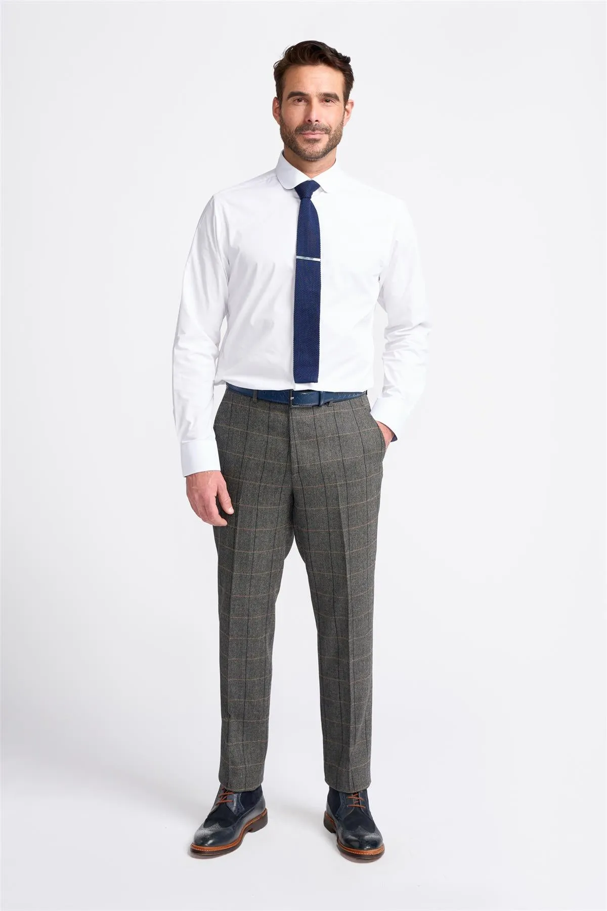 Albert Grey Tweed Check Trousers