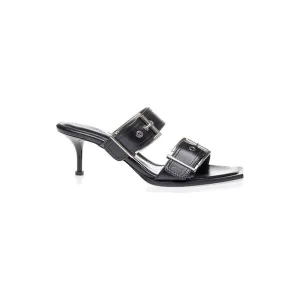 Alexander McQueen Elevate Your Steps in Timeless Black Leather Sandals