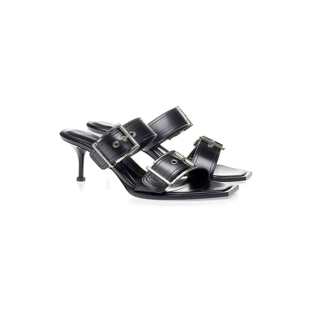 Alexander McQueen Elevate Your Steps in Timeless Black Leather Sandals