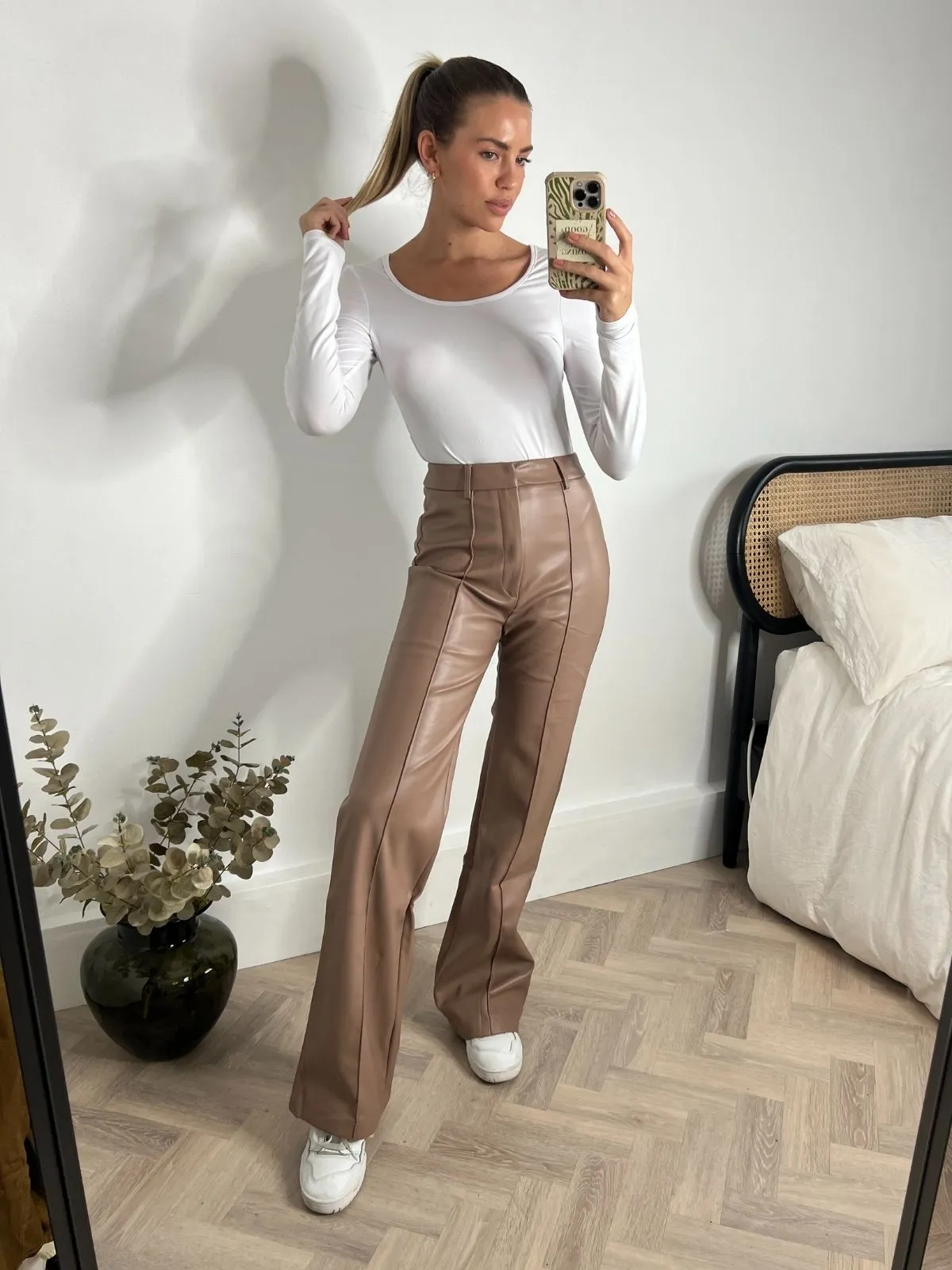 Alyssa PU Flare Trouser / Camel