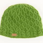 Aran Diamond Pullon Hat with Cable headband - Green