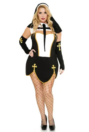 Bad Habit Nun Costume Set – Black Dress, Cross Accents, Habit & Accessories