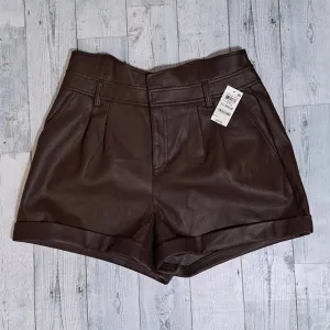 Bar III Faux-Leather Cuffed Shorts Rare Wood XL