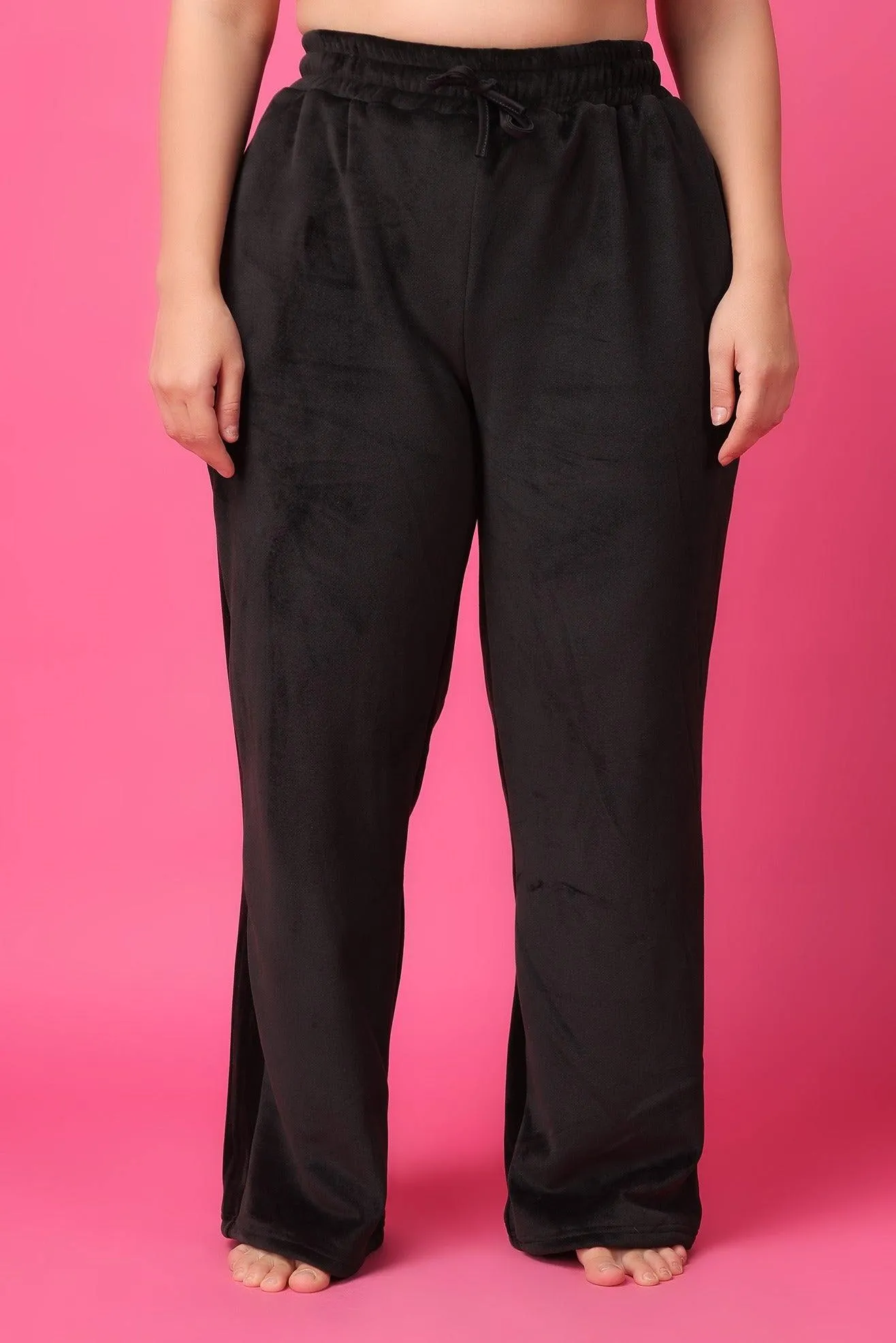 Black Solid Slip On Pyjamas