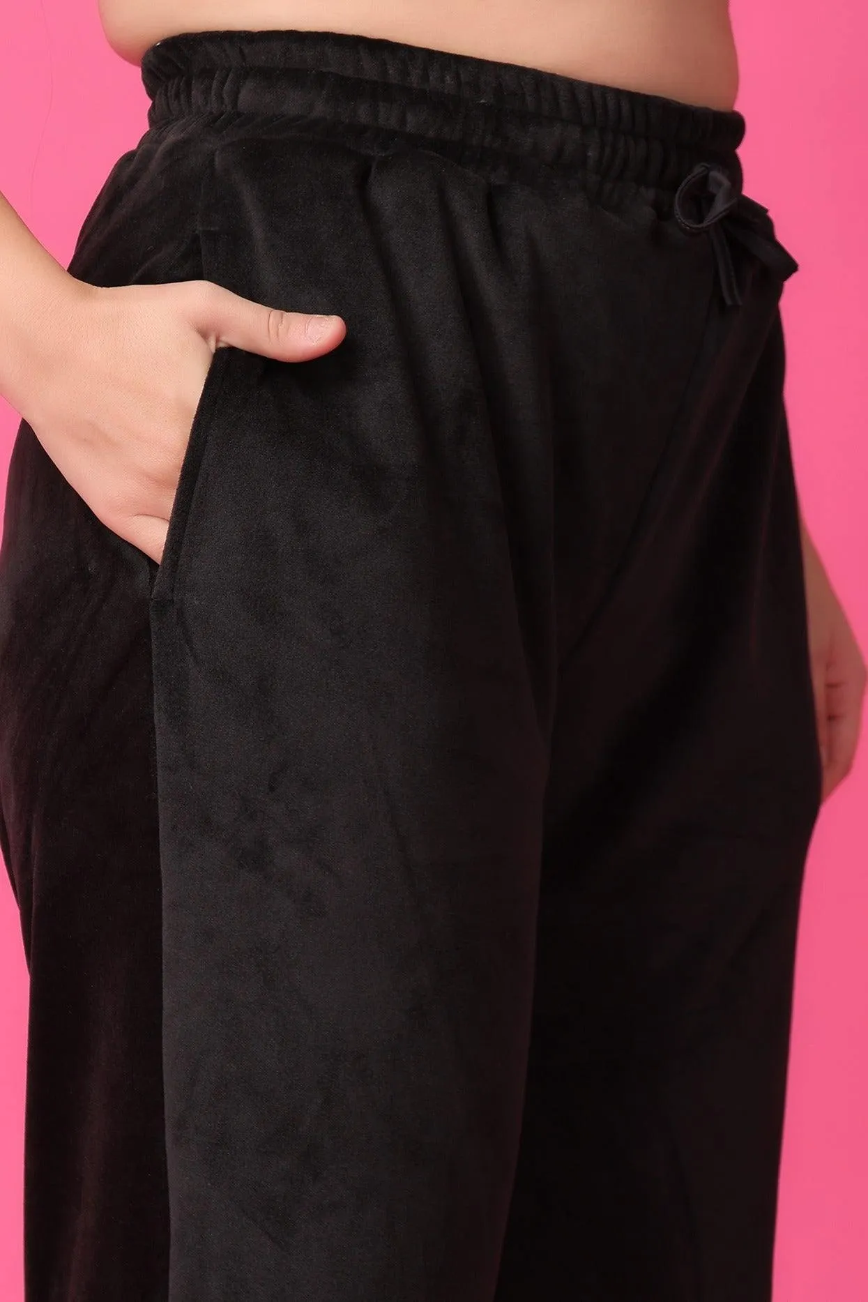 Black Solid Slip On Pyjamas