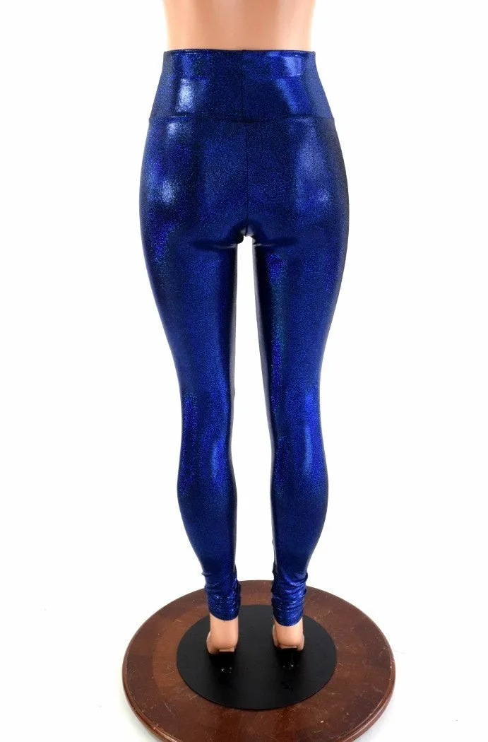 Blue Sparkly Jewel High Waist Leggings