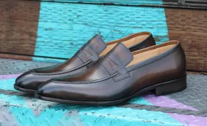 Calfskin Slip-On Penny Loafer Chestnut