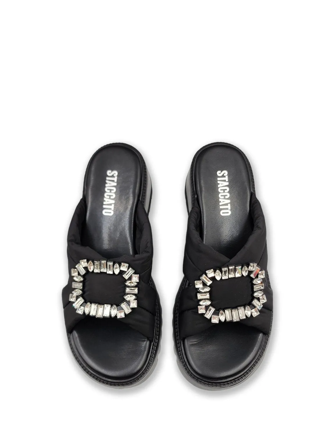 Crystal Buckle Platform Sandals