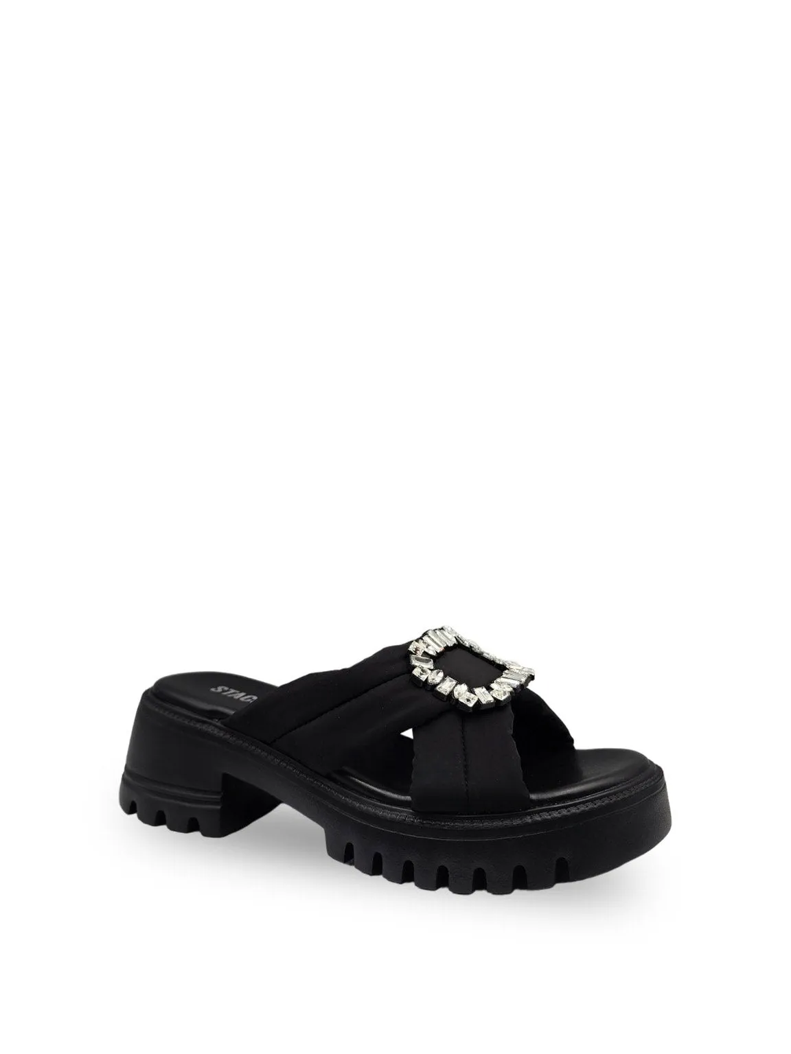 Crystal Buckle Platform Sandals