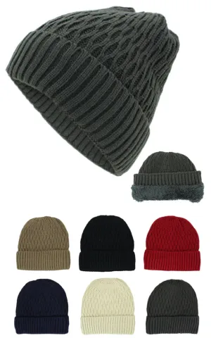 DBH3605 High Quality Winter Knit Beanie Lining Hat Pack 12pcs