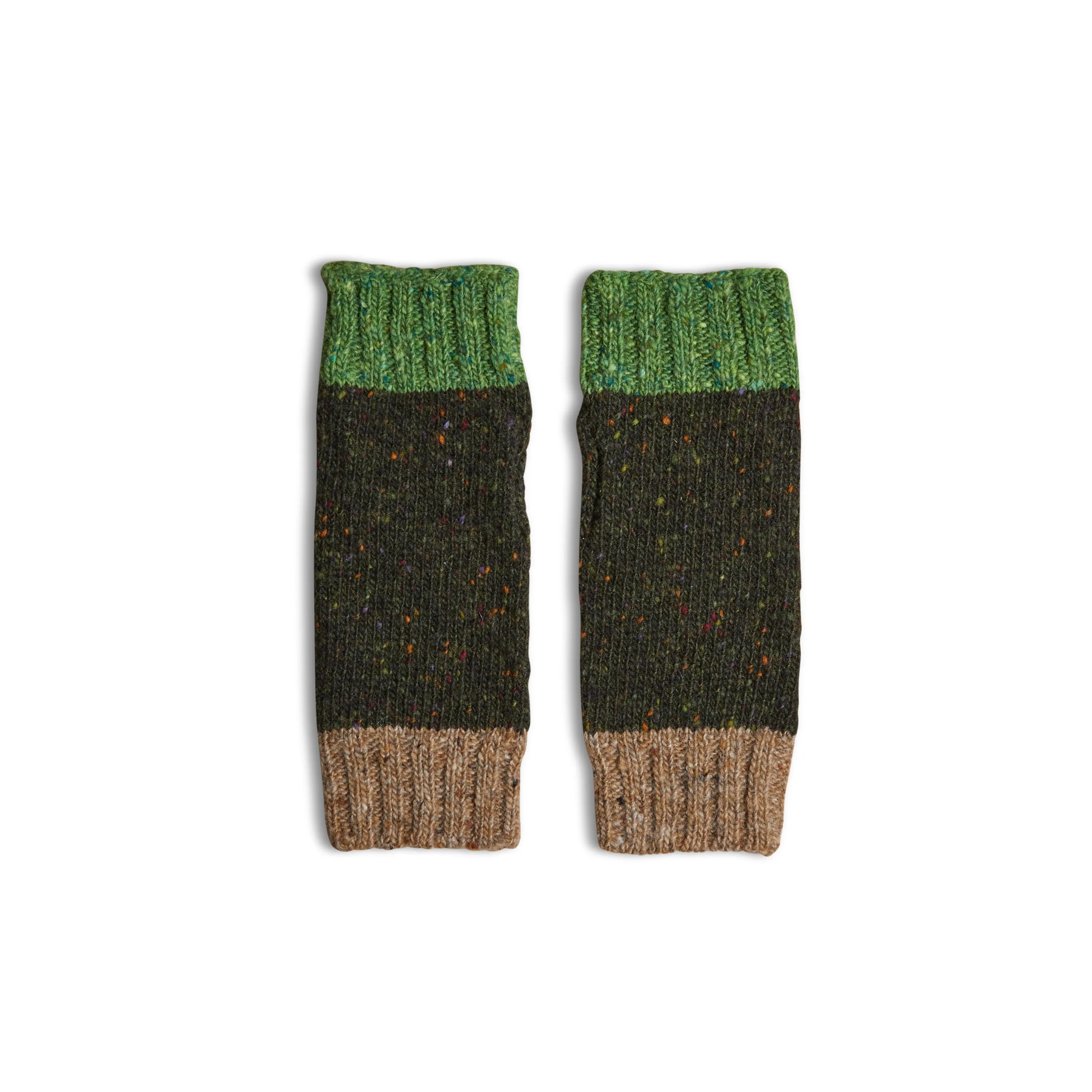 Donegal Wool Wrist Warmers | Deep Speckle Green