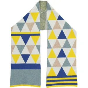 Electric Yellow & Marine Blue Triangle Stripe Lambswool Scarf