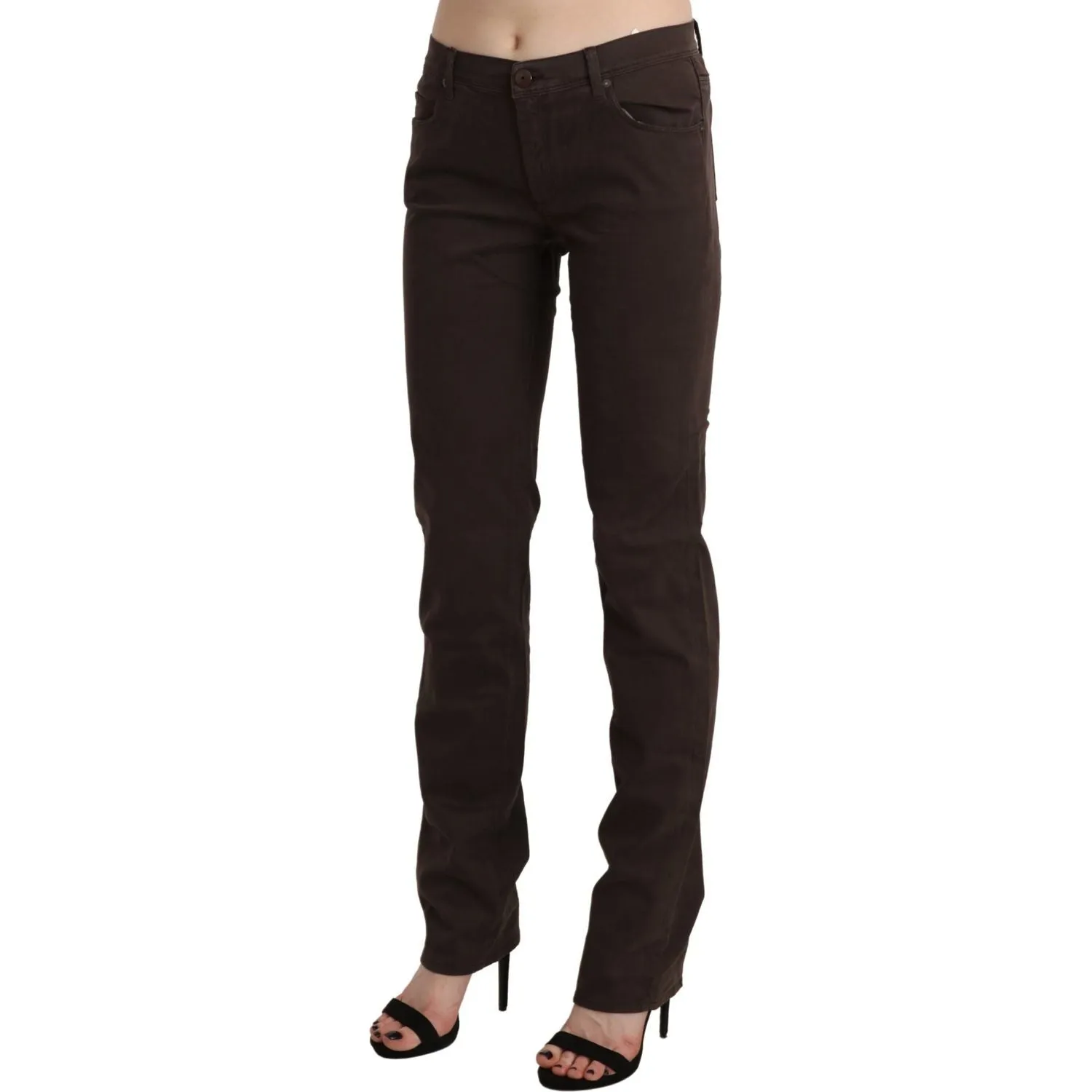 Ermanno Scervino Chic Brown Mid Waist Skinny Trousers