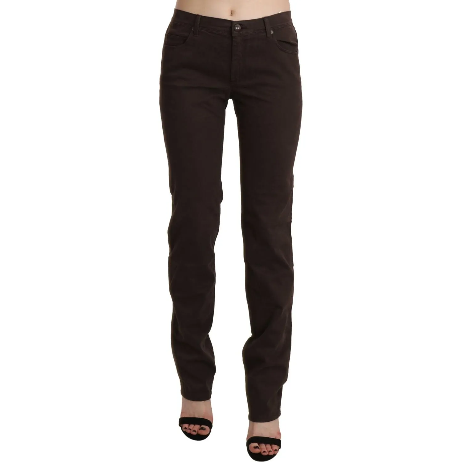 Ermanno Scervino Chic Brown Mid Waist Skinny Trousers