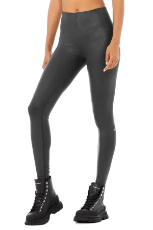 Faux Leather Airbrush High-Waist Legging - Black