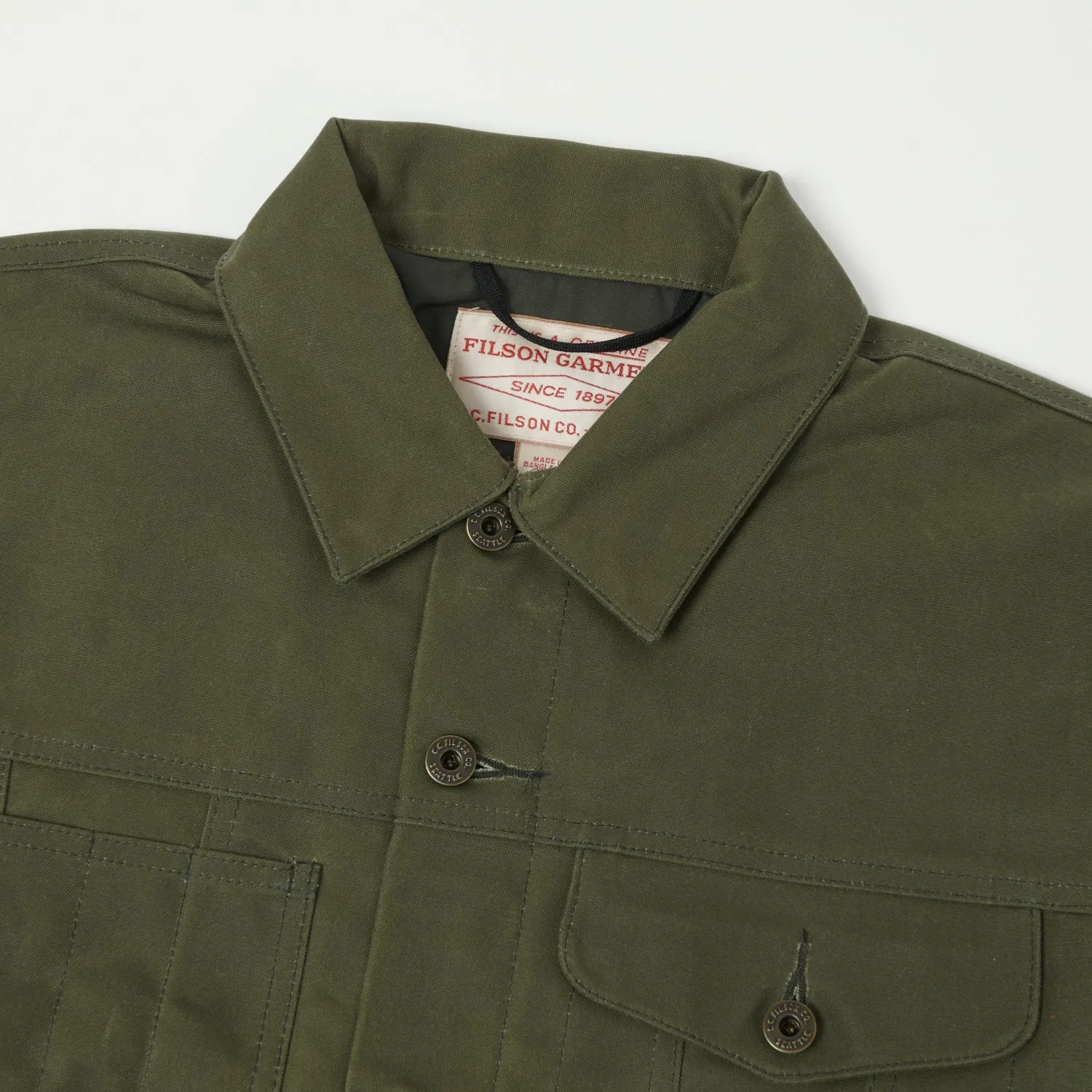 Filson Tin Cloth Short Lined Cruiser Jacket - Military Green