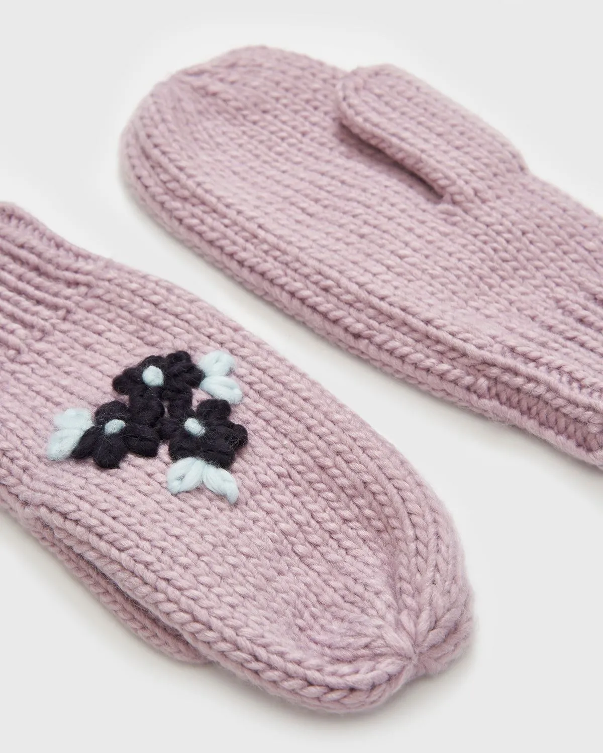 Forget-Me-Not Knitted Lilac Mittens