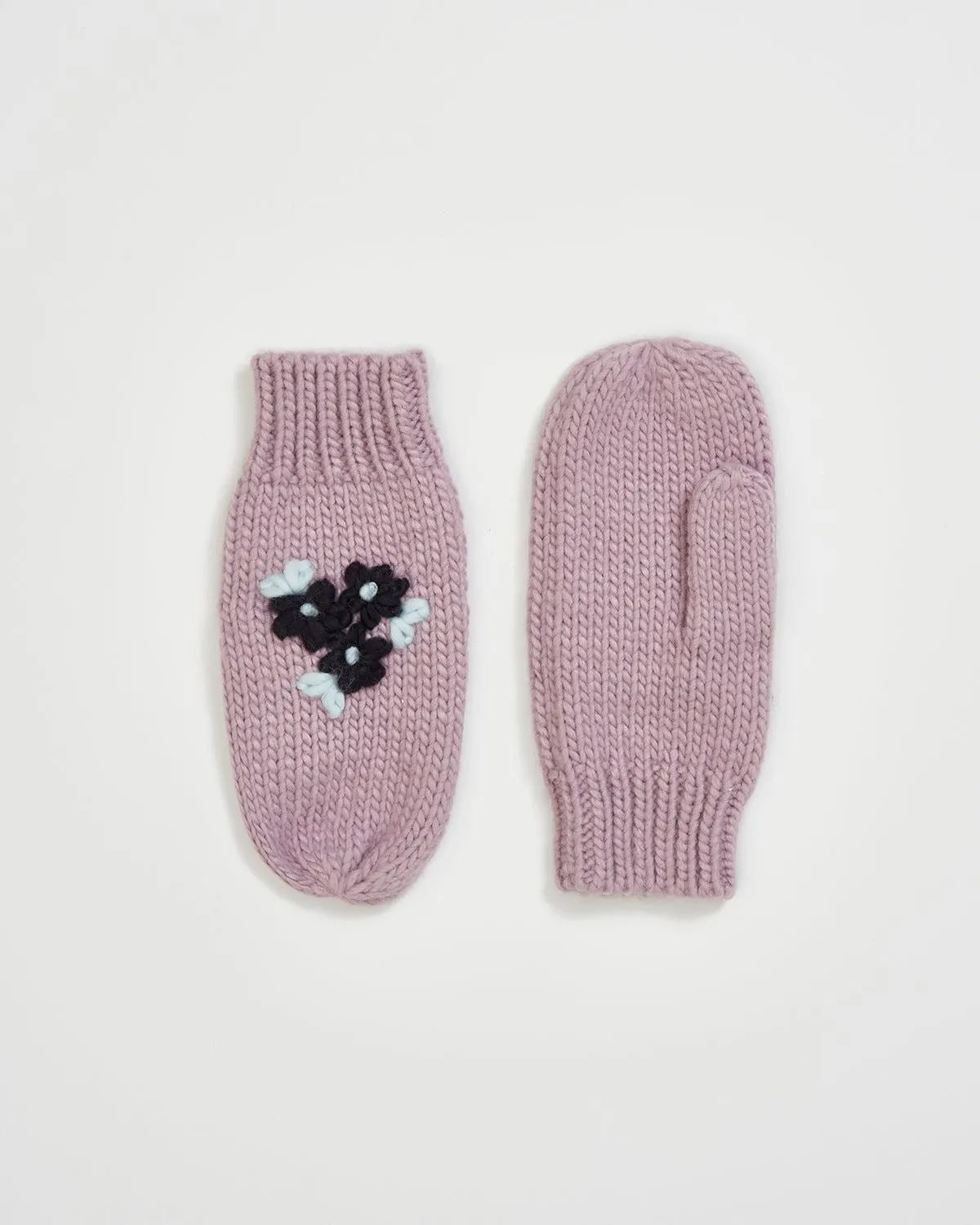 Forget-Me-Not Knitted Lilac Mittens