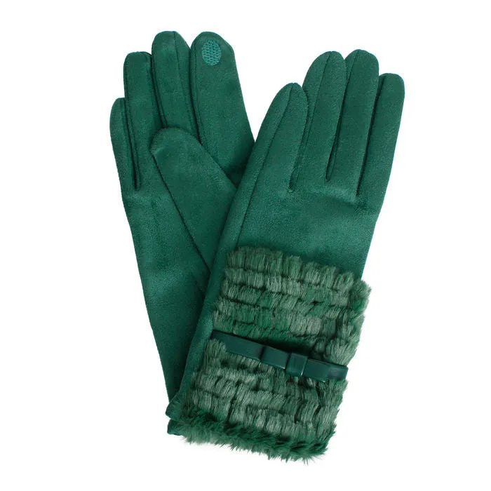 Gloves Ribbon Fur Winter Gloves for Women