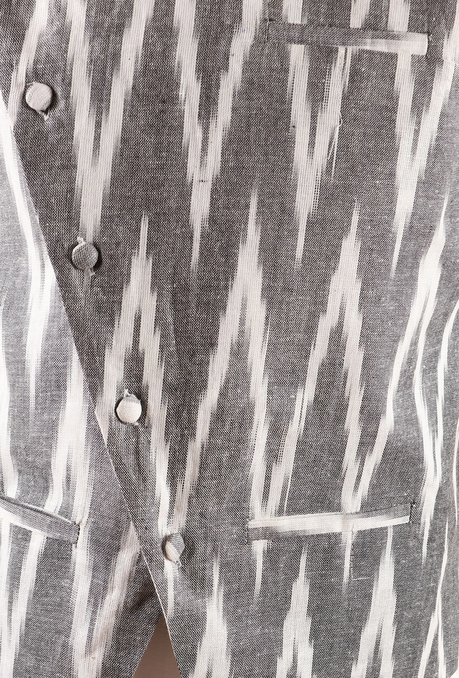 Grey Ikat Cotton Nehru Jacket