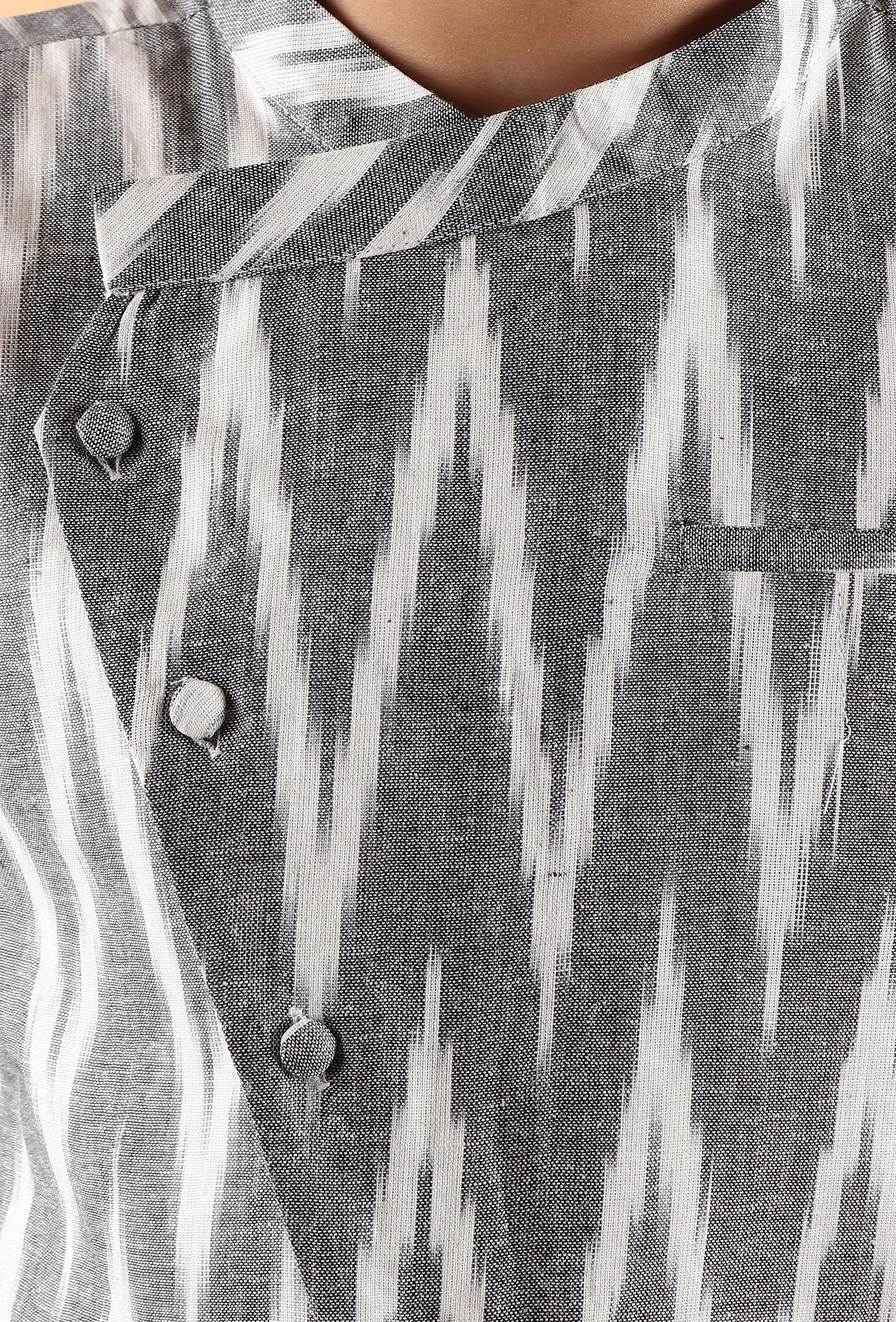 Grey Ikat Cotton Nehru Jacket