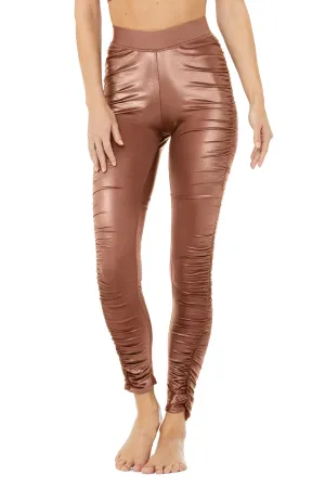 High-Waist Cinched Legging -  Chestnut Shine