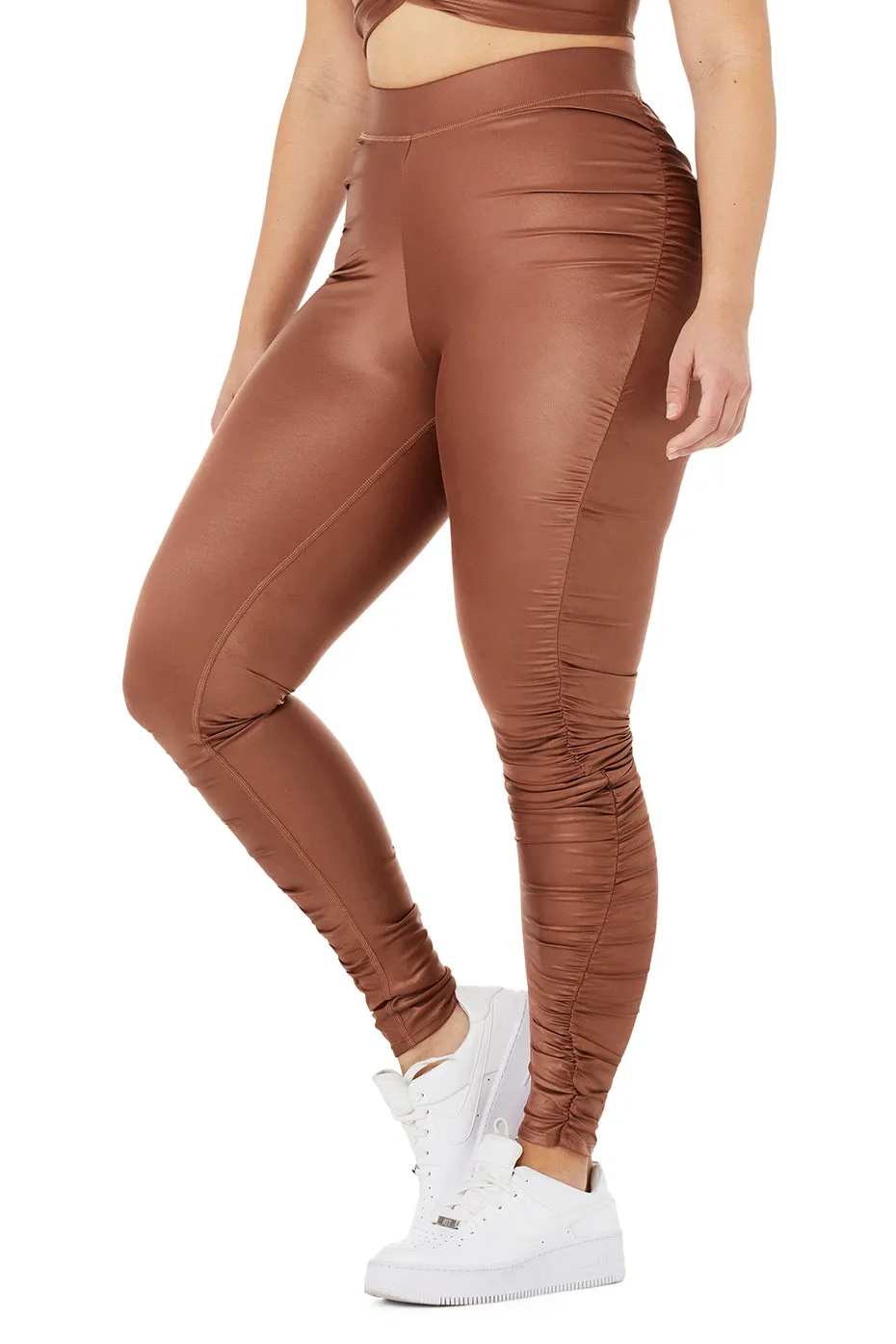 High-Waist Cinched Legging -  Chestnut Shine