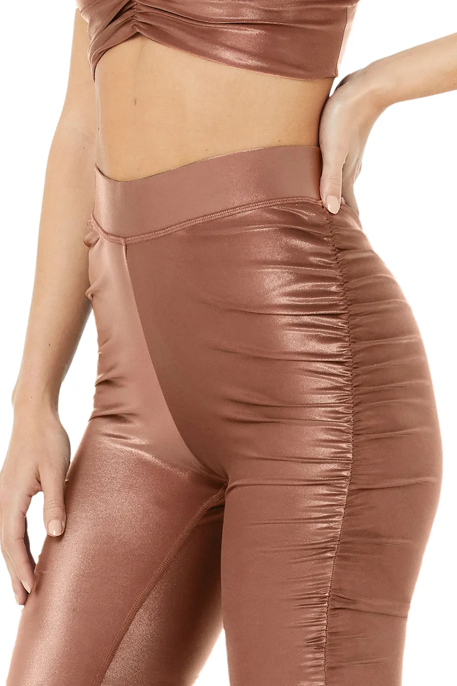 High-Waist Cinched Legging -  Chestnut Shine