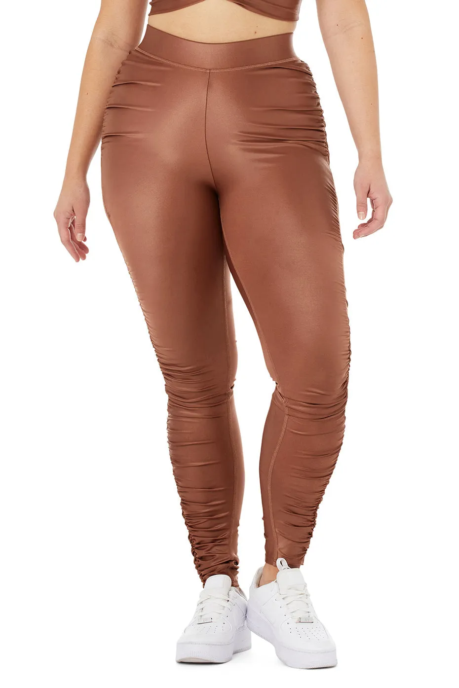 High-Waist Cinched Legging -  Chestnut Shine