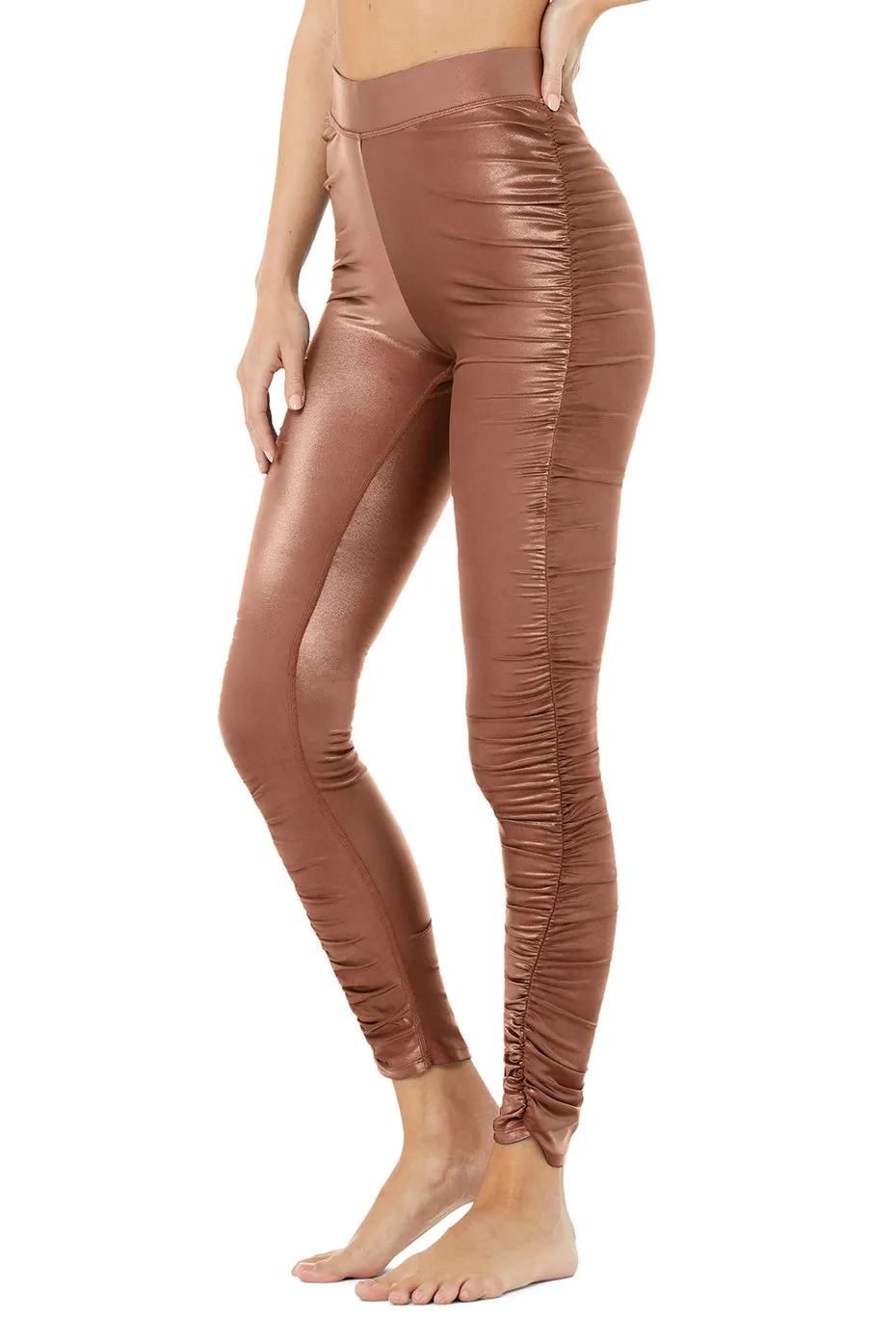 High-Waist Cinched Legging -  Chestnut Shine