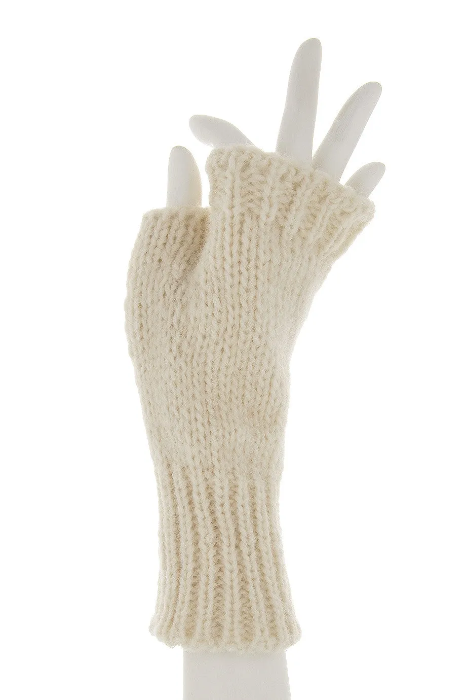 INVERNI ALPINE Baby Alpaca Cream Fingerless Women Wool Gloves