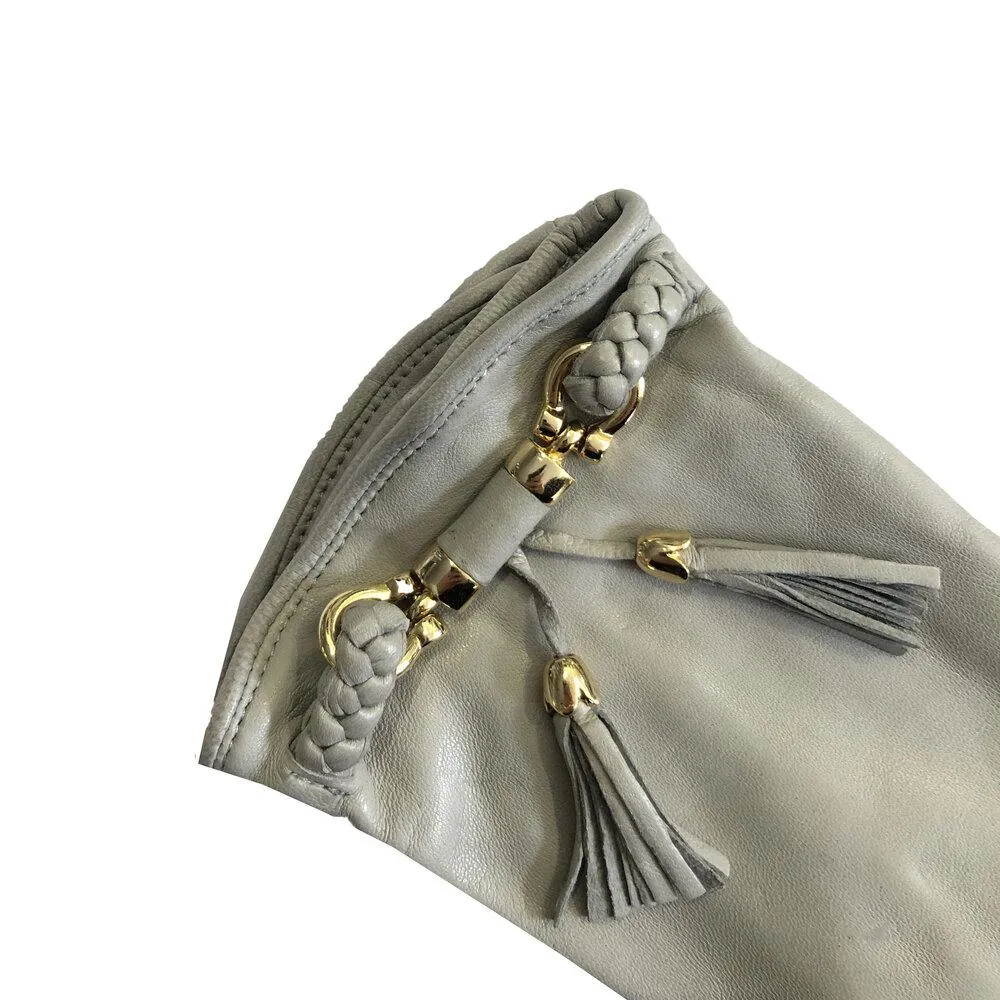 Isabella Tassel - Women's Silk Lined Leather Gloves with Braided Tassel Cuff