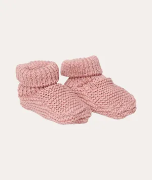 Knitted Baby Booties - Vintage Pink