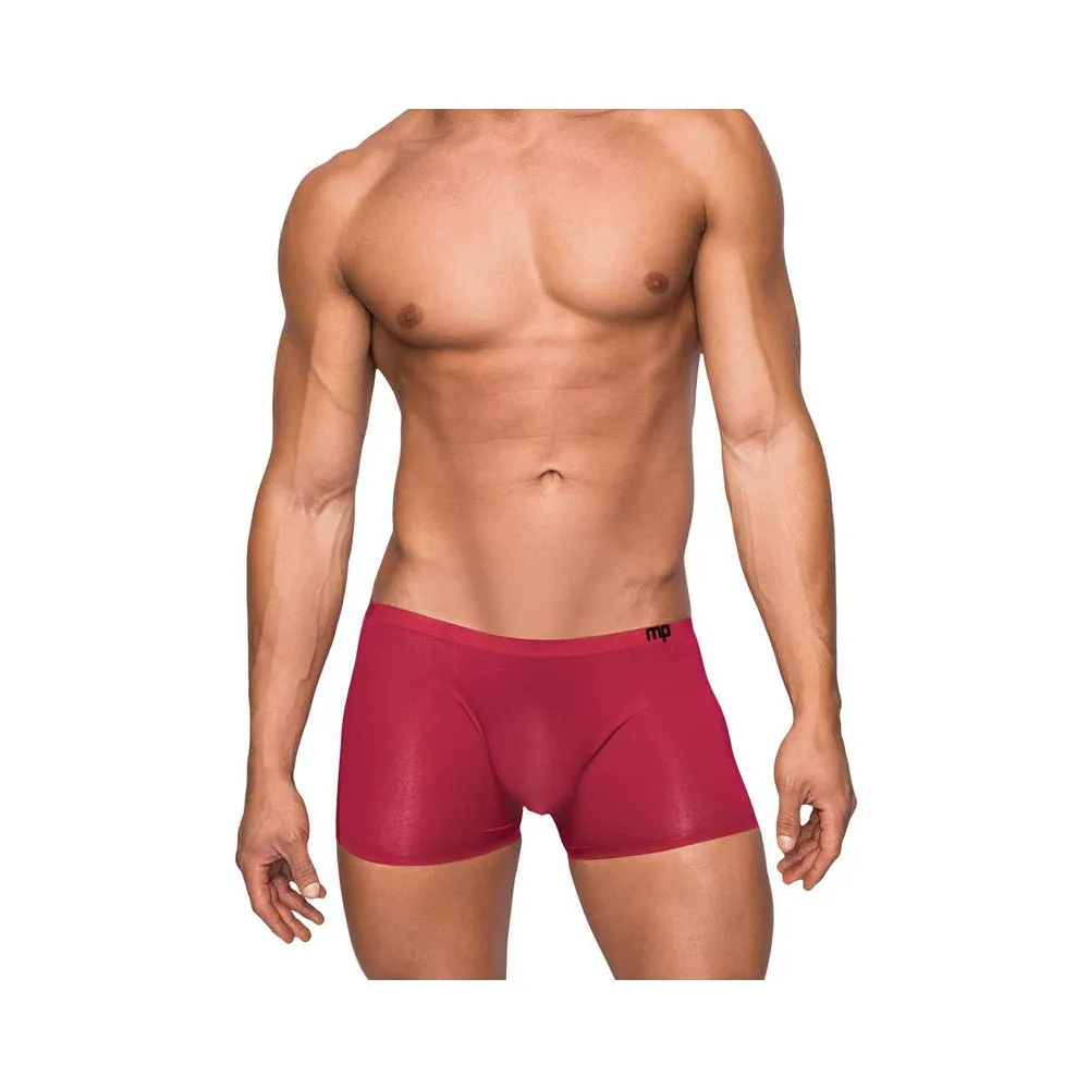 Male Power Seamless Sleek Sleek Short W/sheer Pouch Wine Xlarge