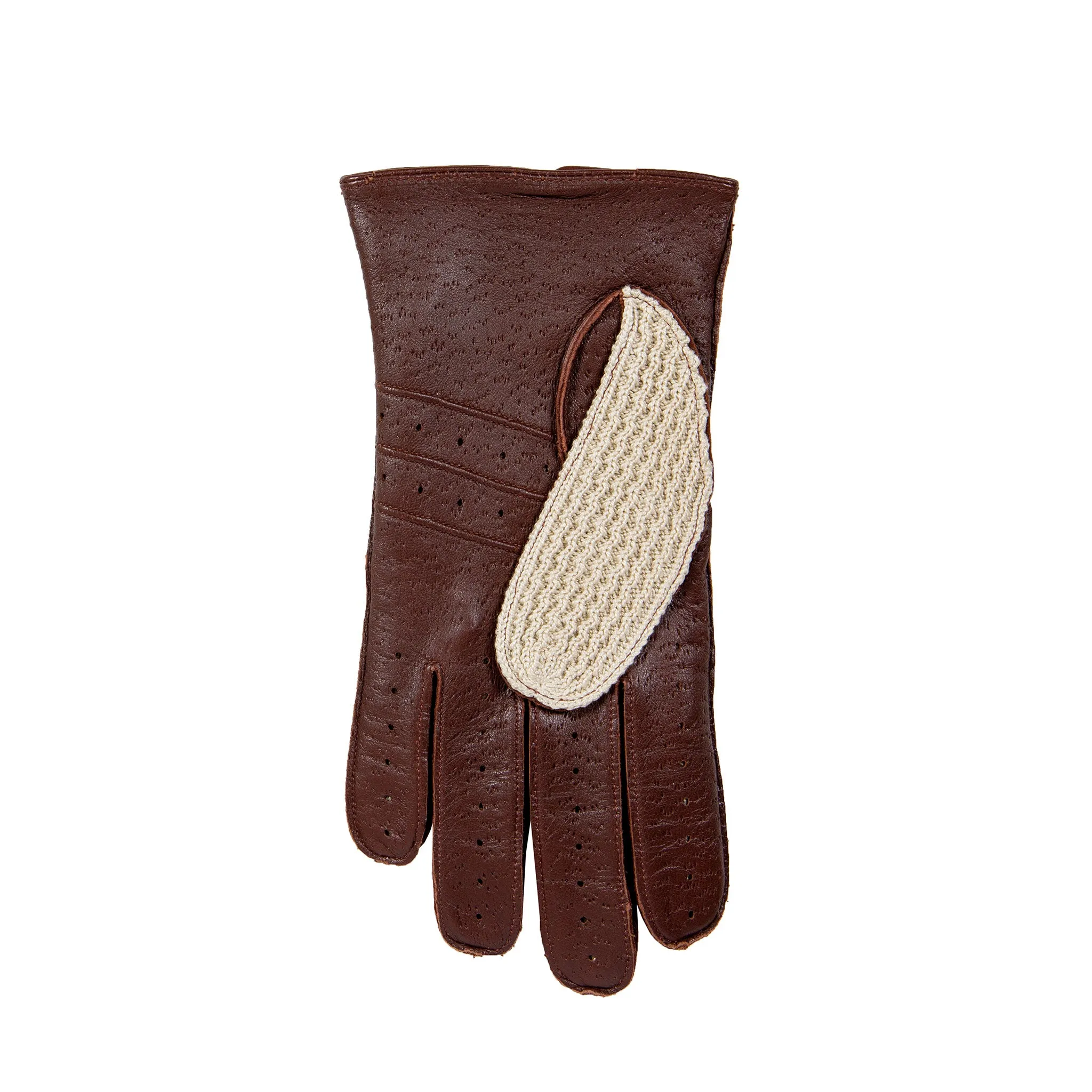 Men’s Crochet-Back Imitation Peccary Leather Driving Gloves