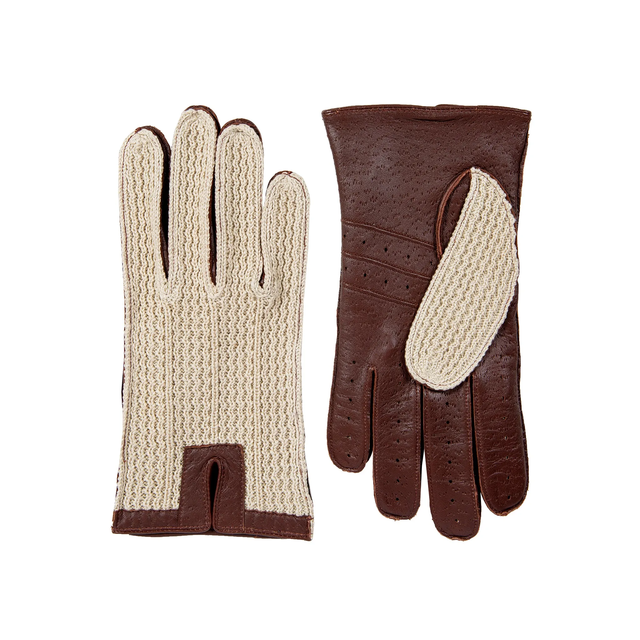 Men’s Crochet-Back Imitation Peccary Leather Driving Gloves