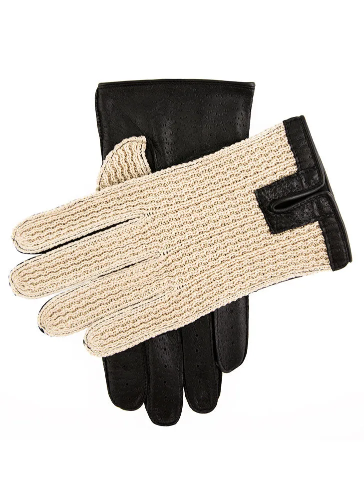 Men’s Crochet-Back Imitation Peccary Leather Driving Gloves