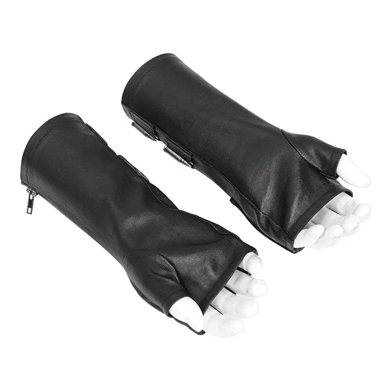 Men's Gothic Bullet Zipper Fingerless Gloves