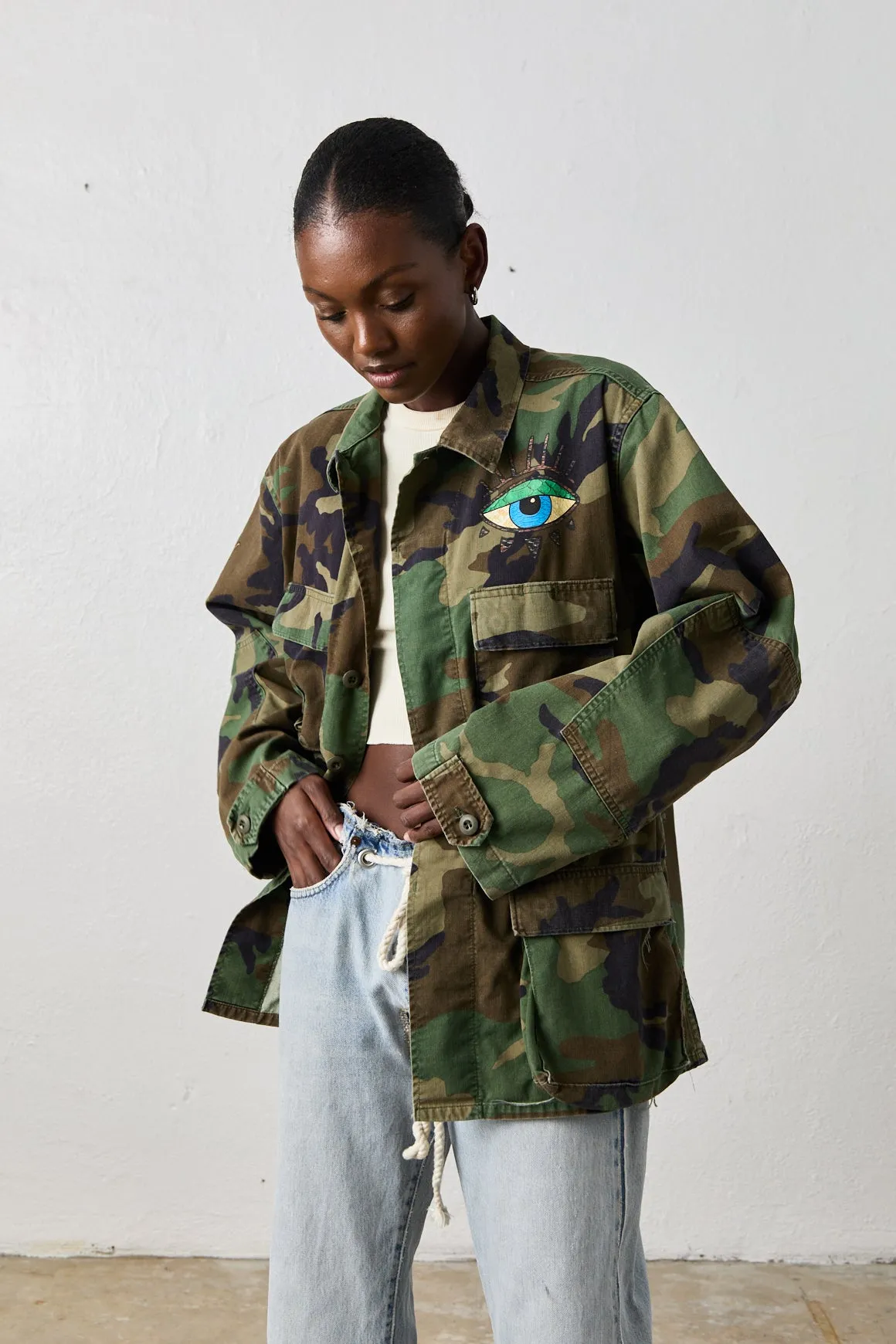 NSF X JA - VINTAGE UNDERCOVER LOVER UTILITY SHIRT / WOODLAND CAMO