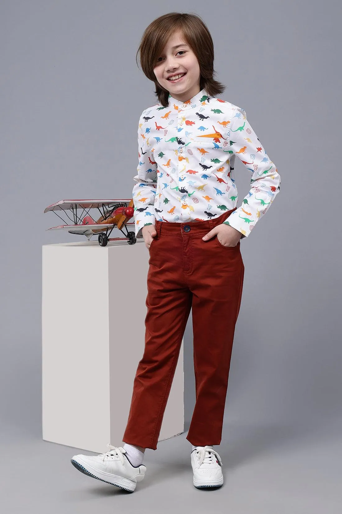 One Friday Kids Boys Brown Cotton Trouser