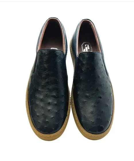 Pelle "Grafton" Ostrich Slip-On Loafer Black