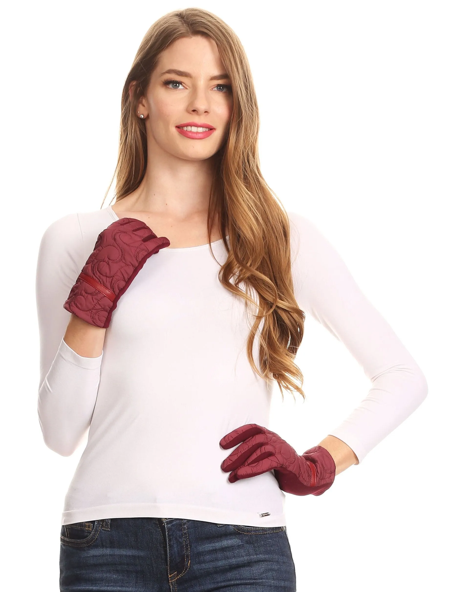 Sakkas Emie Quilted and Lace Super Soft Warm Driving Gloves Touch Screen Capable