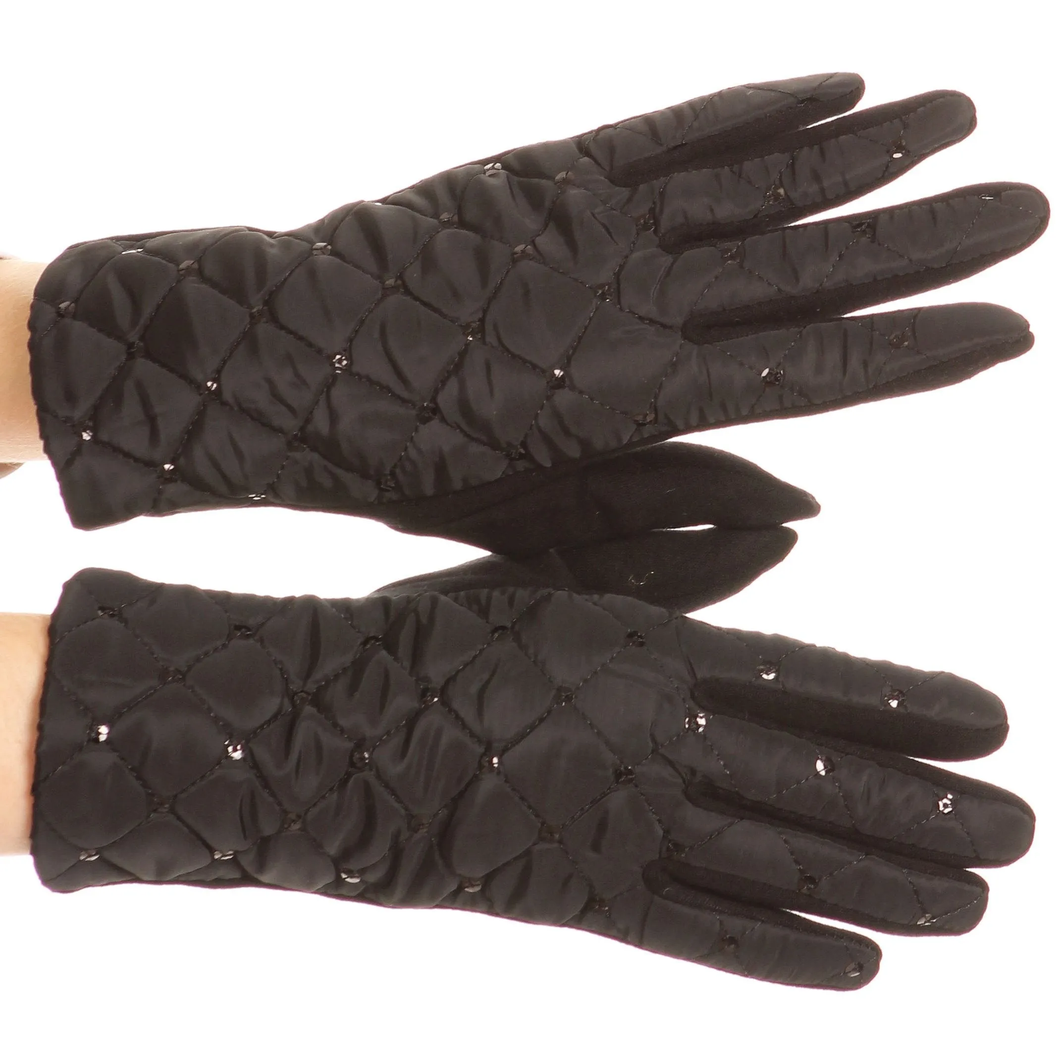 Sakkas Emie Quilted and Lace Super Soft Warm Driving Gloves Touch Screen Capable